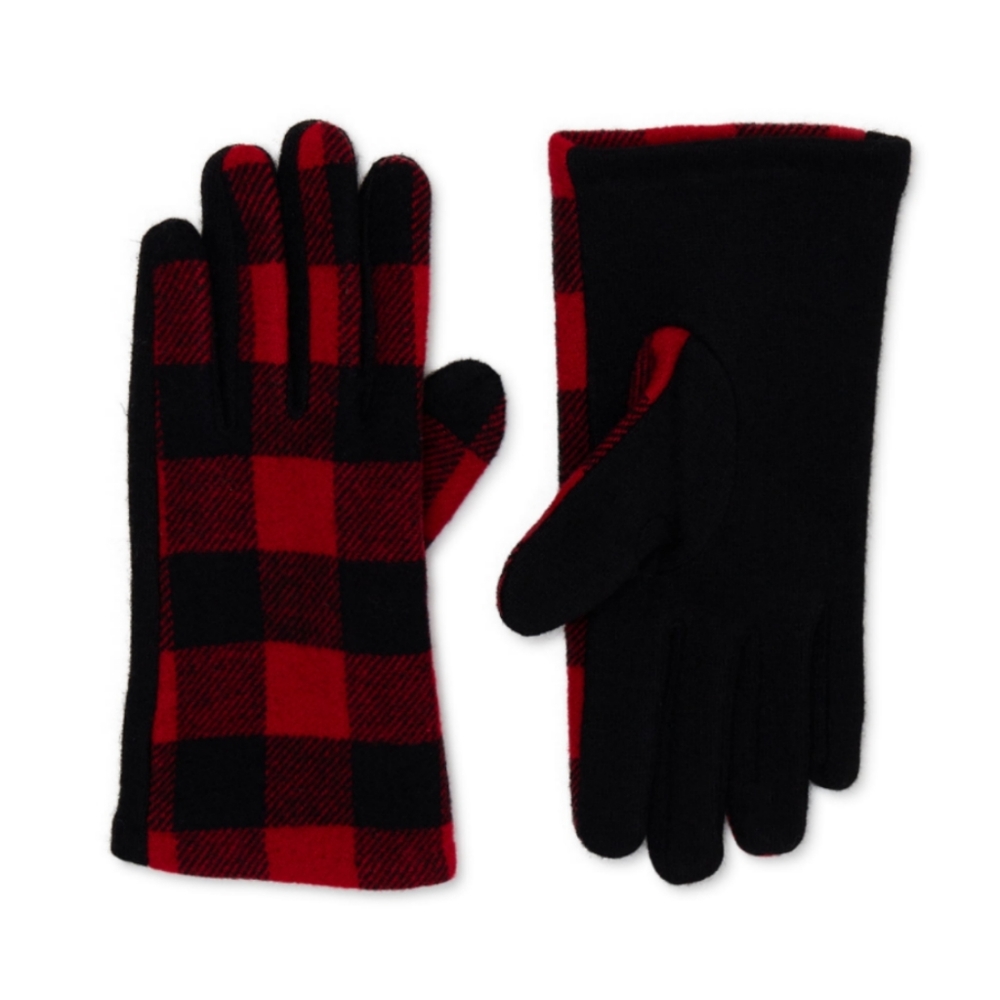 Time and‎ Tru Plaid Gloves Red/Black Buffalo